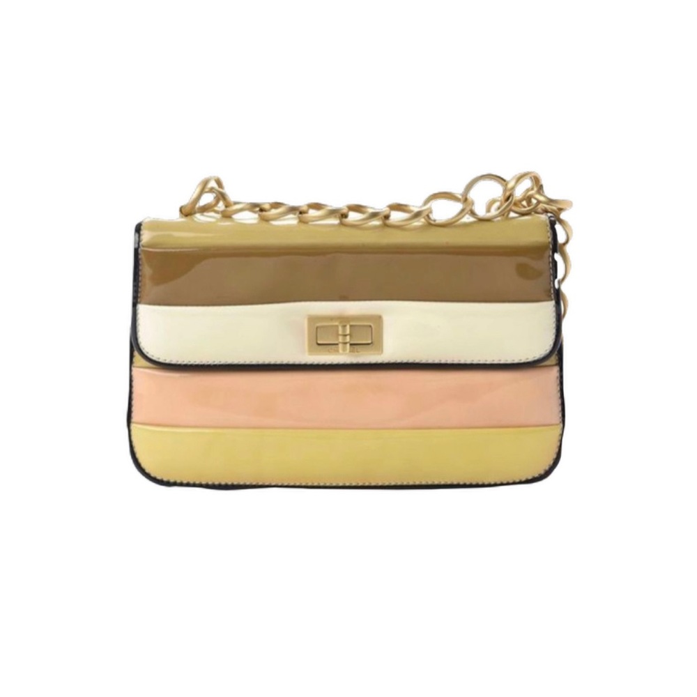 Chanel 2.55 striped Mademoiselle patent shoulder bag